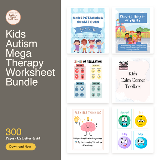 Autism Worksheets for Kids Social Skills, Emotional Regulation and Sensory Support Mega Bundle
